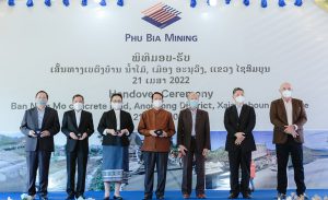 Phu Bia Mining hands over Ban Nam Mo concrete road